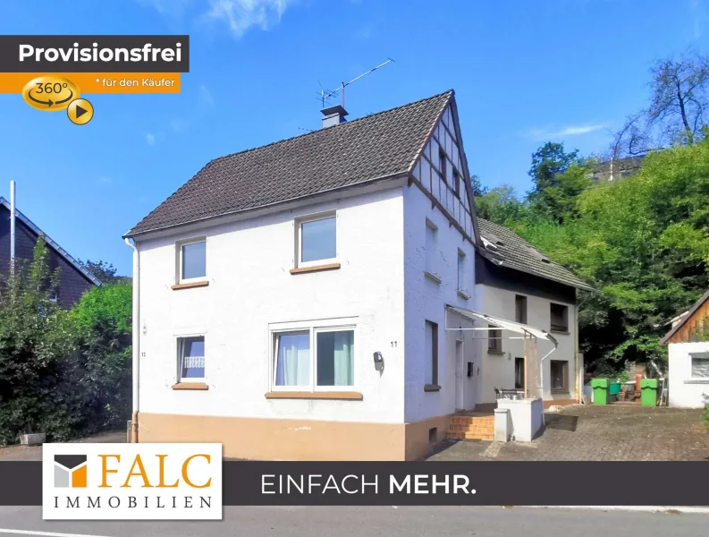 Titelbild - Haus kaufen in Wiehl - ZWEIFAMILIEN-HAUS+BAUOPTION! Wohnen, Arbeiten, Rendite in Wiehl