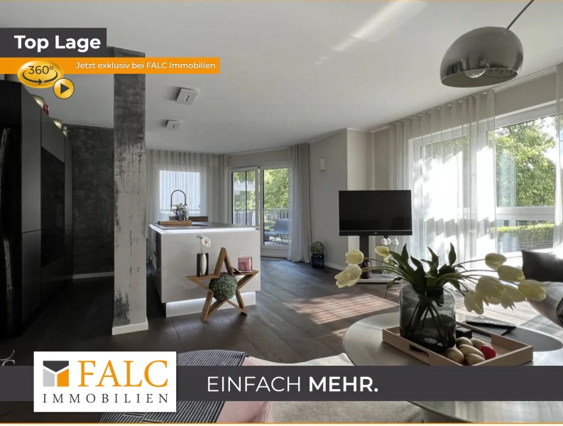 Wohnzimmer  - Wohnung kaufen in München - Exklusive 3-Zimmer-Wohnung in München-Solln: Luxuriöses Wohnen in Top-Lage