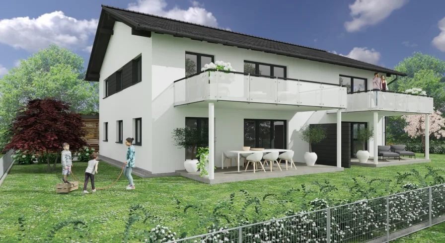 Südseite - Visualisiert - Haus kaufen in Bruckmühl - Projekt: Nachhaltiges Wohnen im Neubau-Mehrfamilienhaus