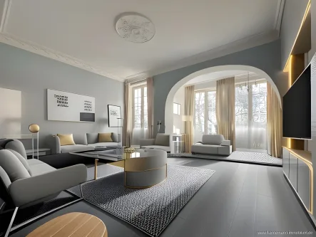 Visualisierung Wohnbereich - Wohnung kaufen in Hamburg - Leben wo Hamburg am schönsten ist – Beletagewohnung in Blankenese!
