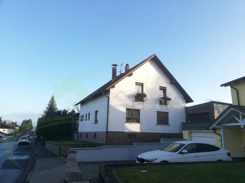 Straßenansicht - Haus kaufen in Hirzenhain - Wohnhaus mit Doppelgarage auf fast 1.000 qm Grund in Ortsrandlage