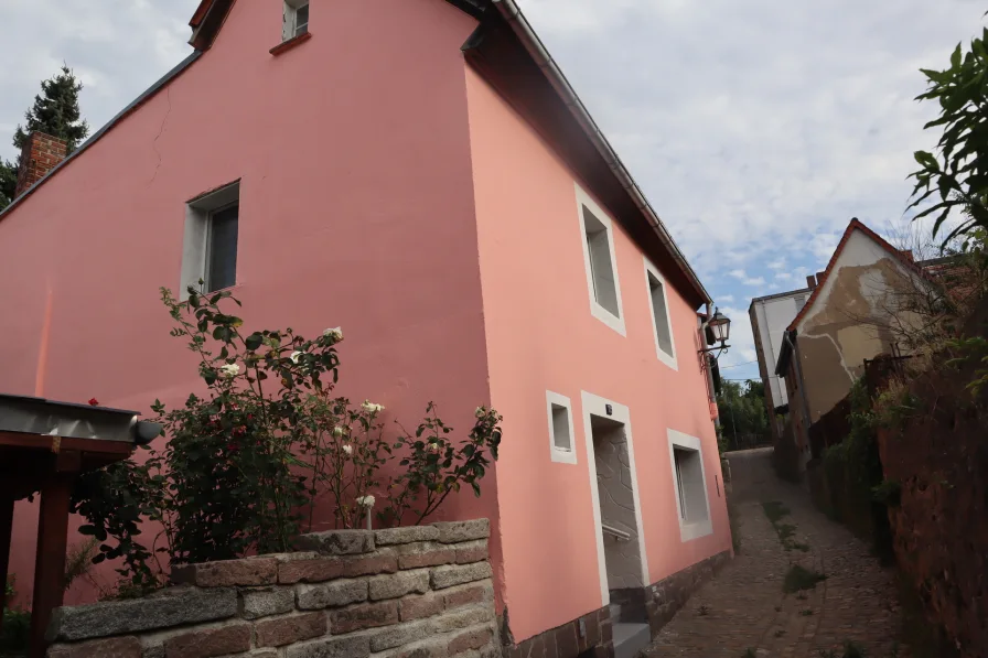 Fassadenansicht der Gebäude-West-Seite - Haus kaufen in Penig - Kleinstädtisch Wohnen im eigenen Einfamilienhaus in Penig