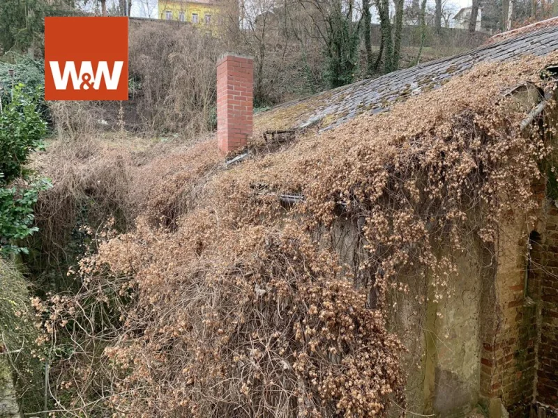 Blick hinter das Wohnhaus zum Garten und Nebengelass