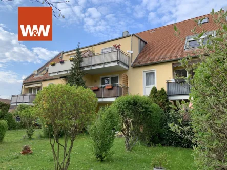 Südansicht - Wohnung kaufen in Dresden - Neu vermietete Maisonette-Eigentumswohnung in ruhiger Lage von Niedersedlitz mit Balkon und TG-STP