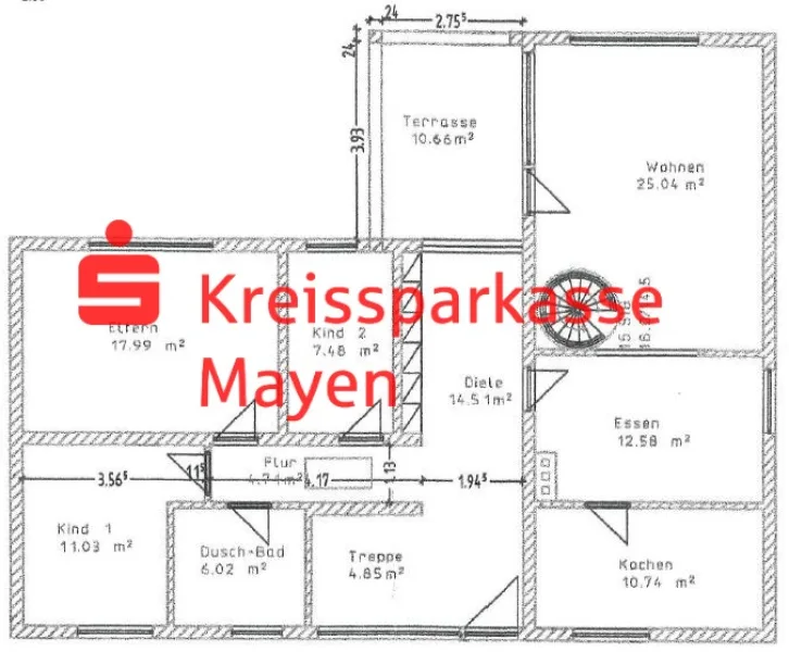 Grundriss - Wohnung kaufen in Weißenthurm - 4-5 Zimmer-Erdgeschoßwohnung mit Garage / Carport und Gartenanteil