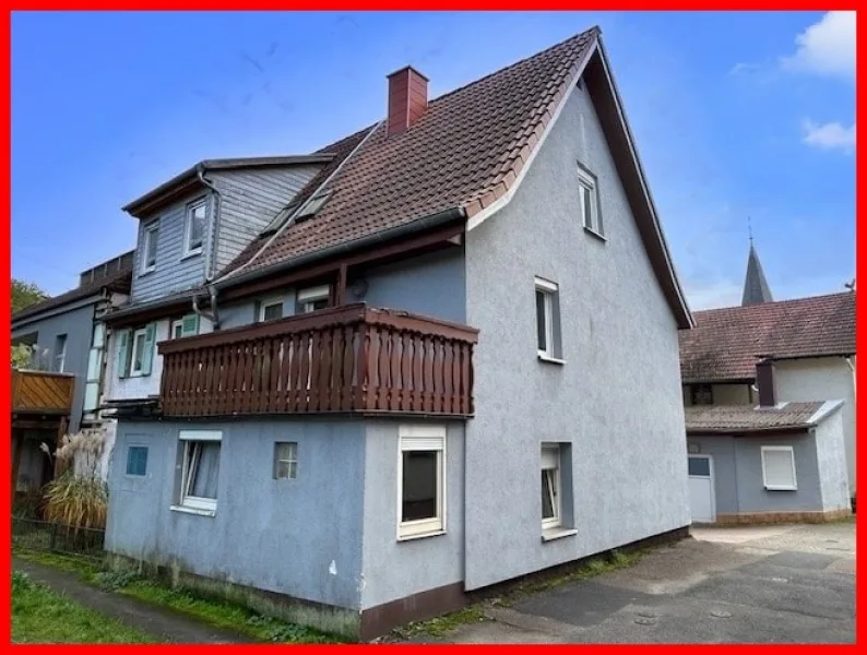 Rückansicht - Haus kaufen in Neckarzimmern - Klein aber Fein! Doppelhaushälfte mit Garage u. ausgebautem Nebengebäude