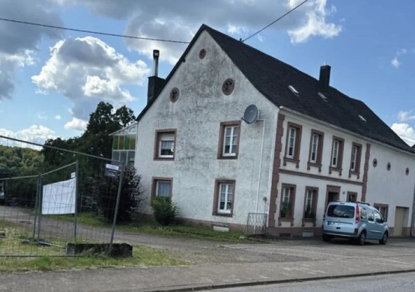 Hausansicht - Haus kaufen in Wadern - Zwangsversteigerung EFH sowie Wiesengrundstücke in Wadern, 160.190 Euro 