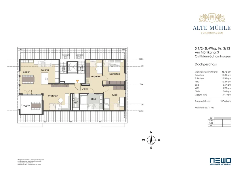 Grundriss DG-Wohnung 3/13