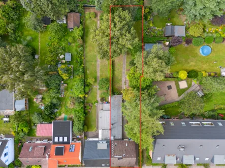 Drohnenansicht - Grundstück kaufen in Hamburg - Zentrales Grundstück in Bergedorf City – Ihre Chance auf eine transformative Immobilienentwicklung