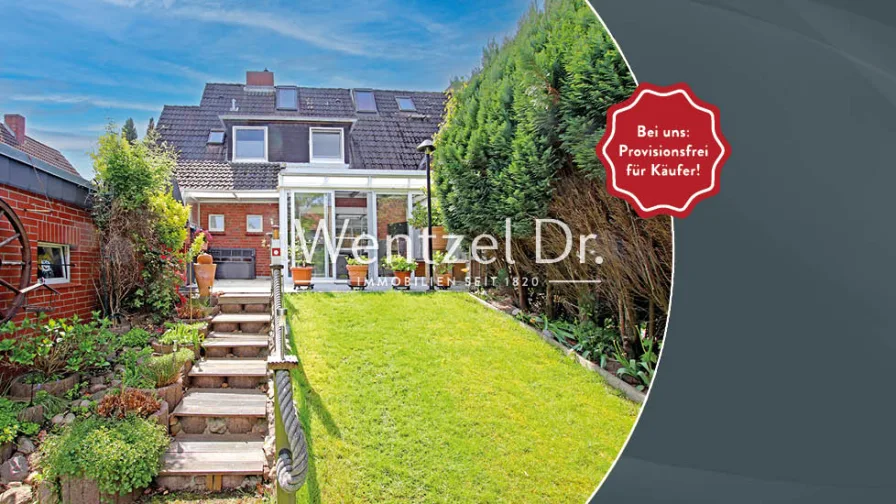 Außenansicht - Haus kaufen in Hamburg - PROVISIONSFREI für Käufer – Doppelhaushälfte auf tollem Grundstück in Hamburg-Öjendorf