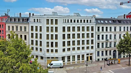 Straßenansicht  - Wohnung mieten in Leipzig - Penthouse! Erstbezug! Waldstraßenviertel! Dachterrasse! 