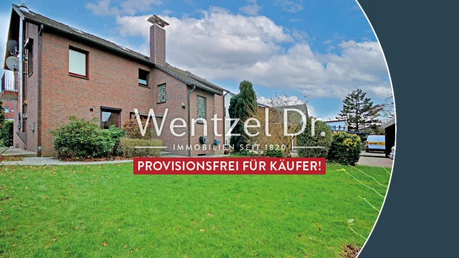 Außenansicht - Haus kaufen in Wentorf bei Hamburg - PROVISIONSFREI für Käufer – Großzügiges ZFH mit großem Garten und vielen Stellplätzen in Wentorf