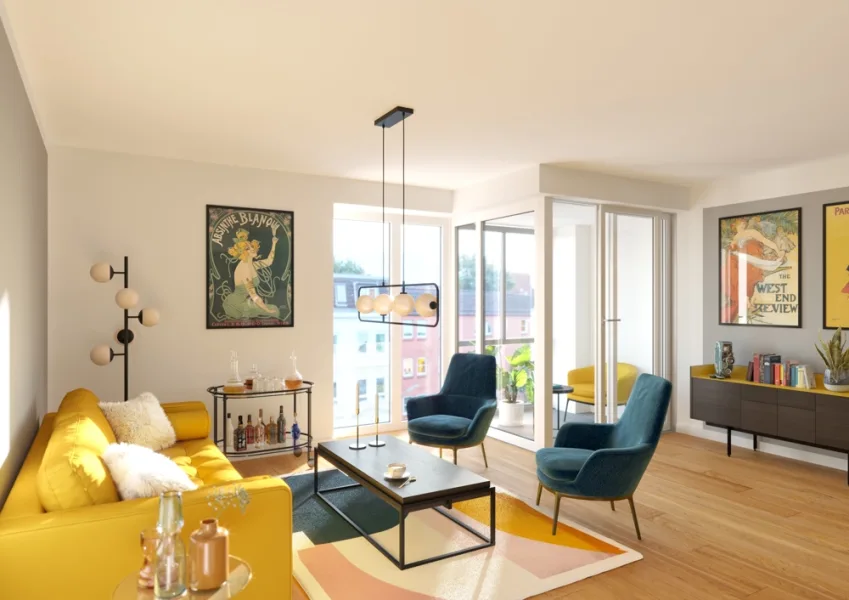 Wohnzimmer Beispiel II - Wohnung kaufen in Hamburg - „Gute Stube“ – Leben im Mittelpunkt.