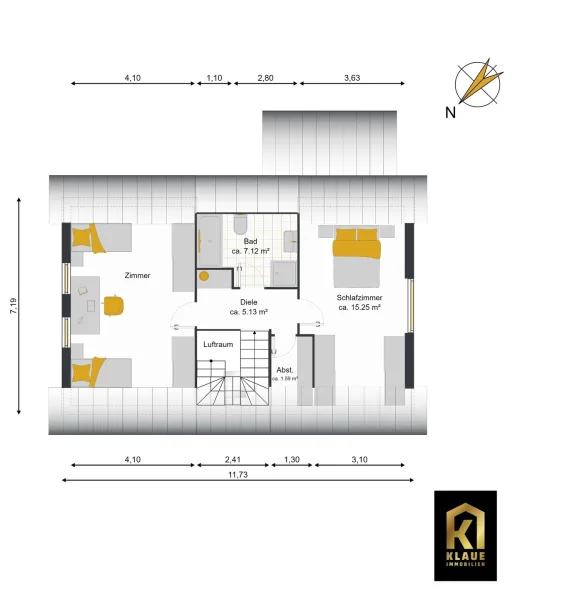 Grundriss OG mit Möblierungsbeispiel