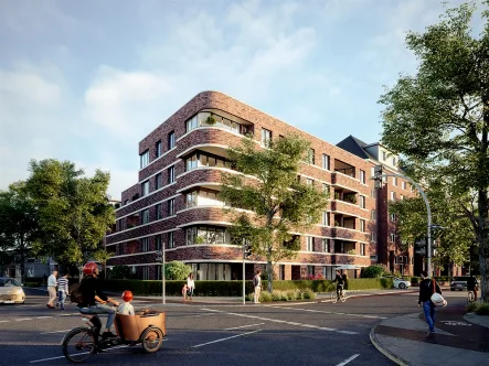 Straßenansicht - Wohnung kaufen in Hamburg-Barmbek - Perfekt für Barmbek - Hochwertige 4-Zimmer-Neubauwohnung mit zwei großzügig geschnittenen Terrassen