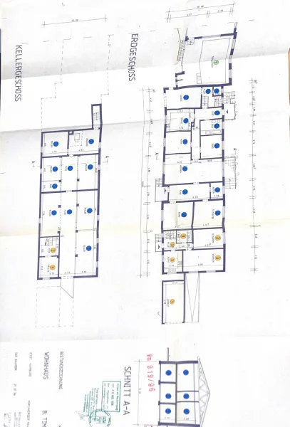 Aufteilung Hinterhaus mit Garage & Kellerflächen