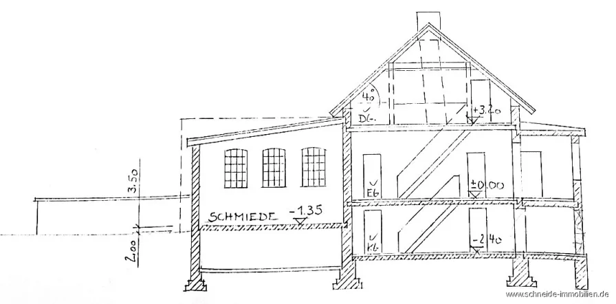 Schnitt Schmiede und Wohnhaus (2003)