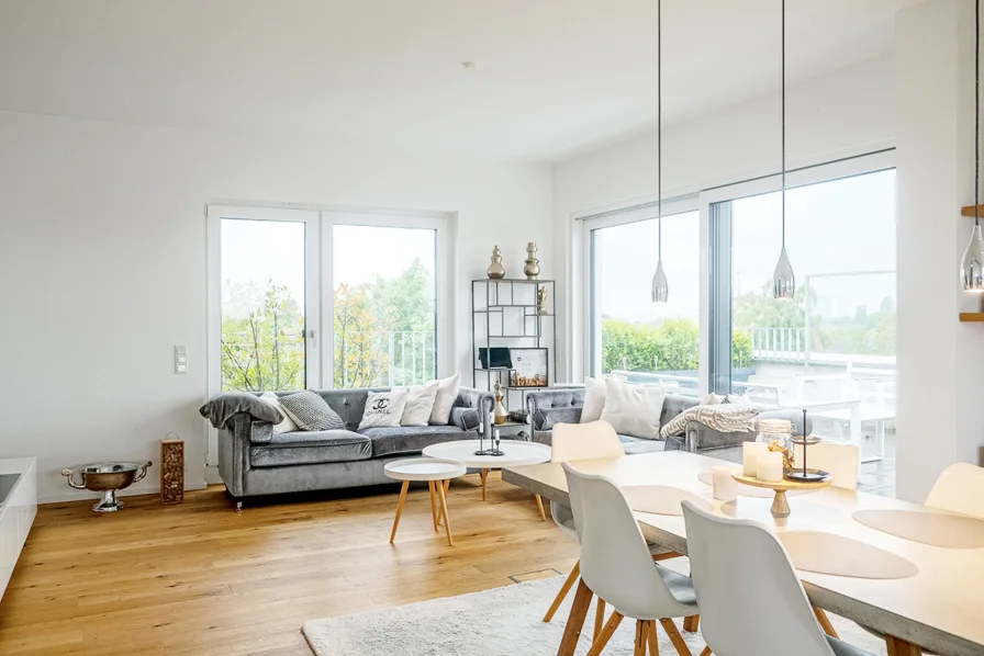 Wohnbereich - Wohnung mieten in Hamburg - Einzigartiges Penthouse mit Weitsicht über Hamburg!