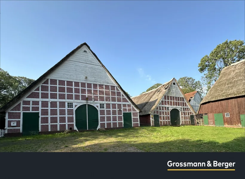 Portalbild - Haus kaufen in Drochtersen - Fachwerkhaus, Scheunen und Baugrundstück