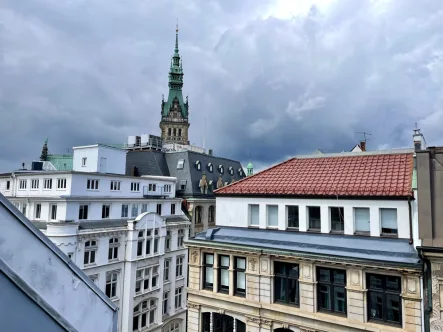 Blick auf das Rathaus - Büro/Praxis mieten in Hamburg / Altstadt - Gewerbefläche im 7. OG mit Terrasseim Herzen der City u. in Rathausnähe