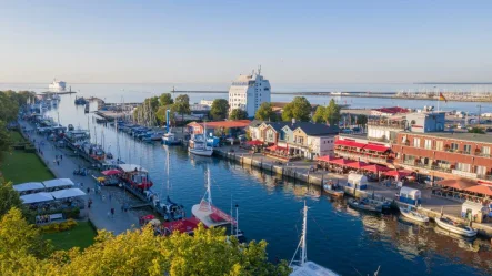 Luftaufnahme Warnemünde - Grundstück kaufen in Rostock - Grundstück im Ostseebad Warnemünde