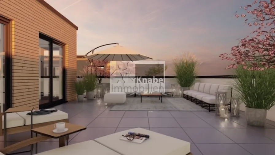 Traumhafte Dachterasse für Genießer - Wohnung kaufen in Melle - Diese Dachterrasse, ein Glas Rotwein, dazu der Sonnenuntergang ...