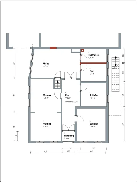 Umbauvorschlag für die Erdgeschosswohnung