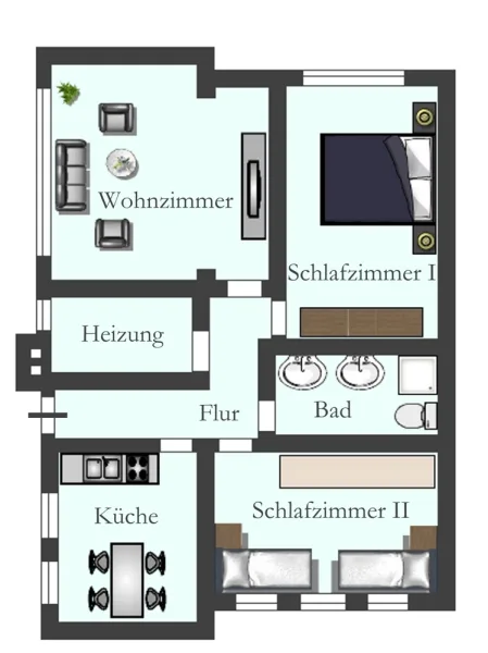 Grundriss - Wohnung 13 im Souterrain