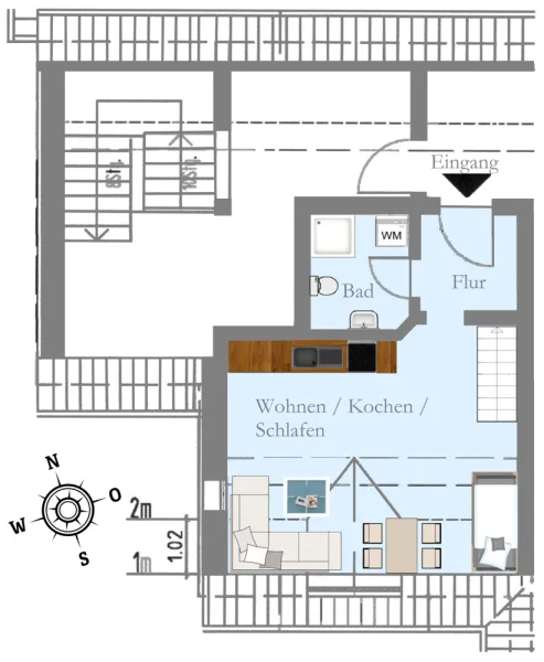 Grundriss Wohnung im 2. OG