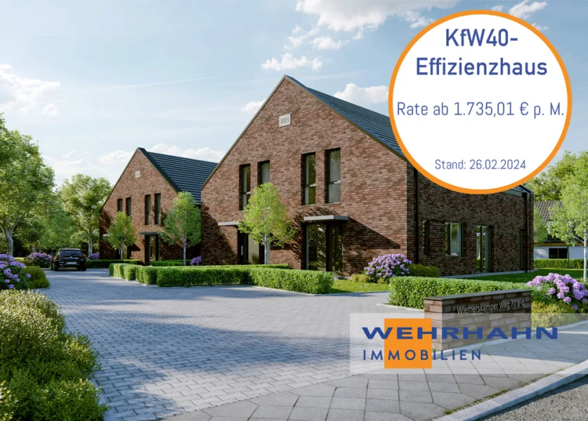 Titelbild - Haus kaufen in Tangstedt-Wiemerskamp - KfW40: Hochwertige und moderne Neubau-Doppelhaushälfte mit zwei Stellplätzen in Wiemerskamp