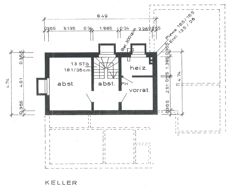 Grundrisszeichnung Kellergeschoss