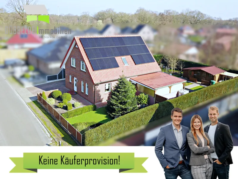 Luftbild - Haus kaufen in Barßel / Harkebrügge - Harkebrügge: Junges Einfamilienhaus mit Fußbodenerwärmung, PV-Anlage, Stromspeicher und Sauna