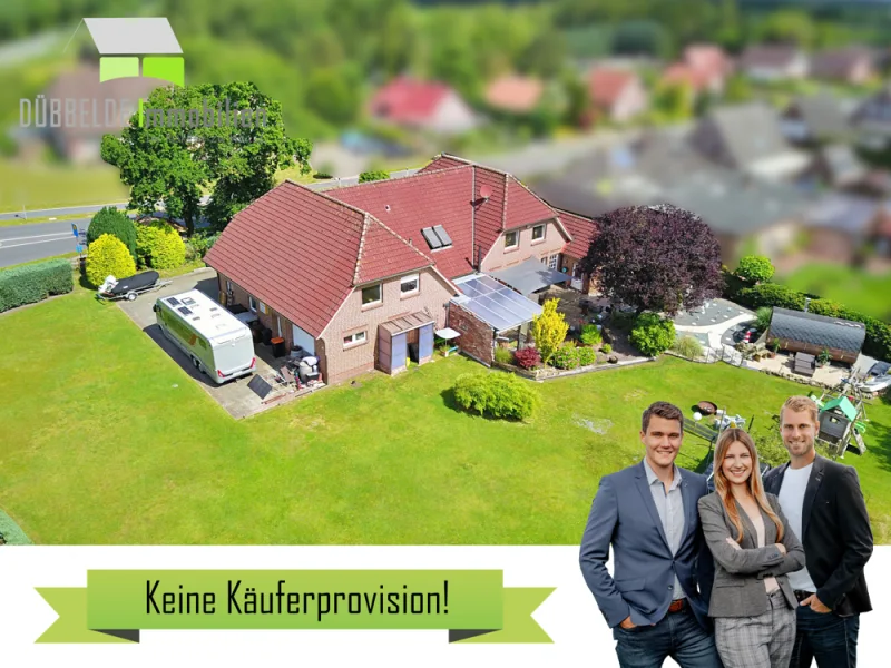 Luftaufnahme - Haus kaufen in Friedeburg - Viel Platz zum Leben und Arbeiten: Modernes Wohn- und Geschäftshaus in Friedeburg!