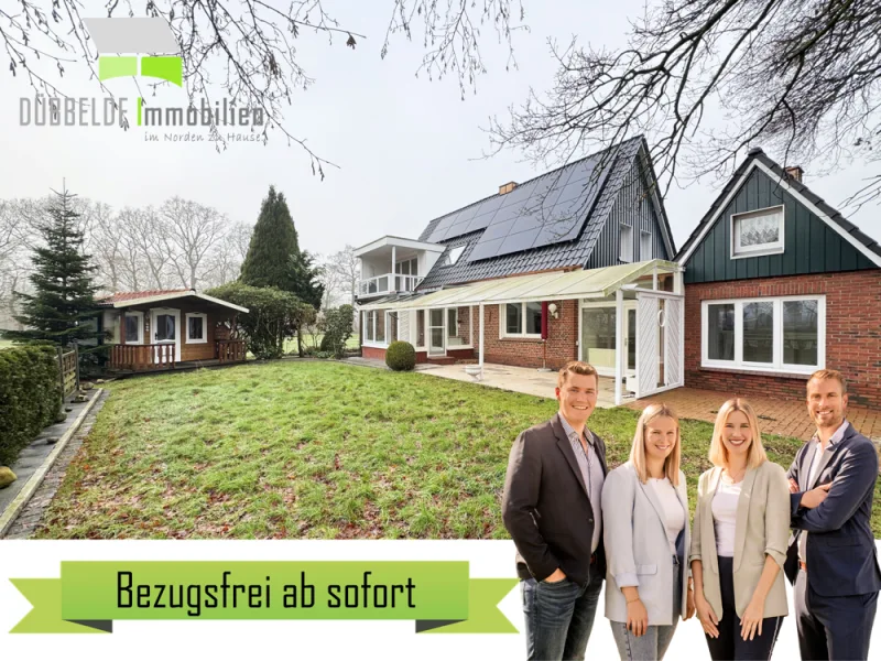 Außenansicht - Haus mieten in Rhauderfehn / Collinghorst - Alleinlage! Modernisiertes Einfamilienhaus mit Luftwärmepumpe & PV nahe Collinghorst