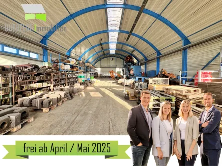 Innenansicht Lager- und Produktionshalle - Halle/Lager/Produktion mieten in Uplengen / Jübberde - Moderne Produktions- und Lagerhalle in Top-Zustand direkt an der A28 – vielseitig nutzbar!