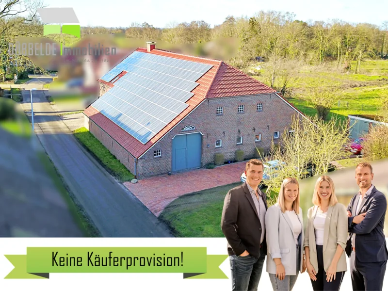 Luftaufnahme - Haus kaufen in Detern - Liebevoll sanierter Resthof im Zentrum von Detern-Velde | Großer Gulf mit Platz für Ihre Hobbys