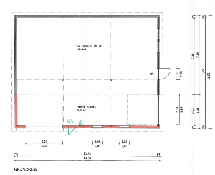 Grundriss Unterstellhalle