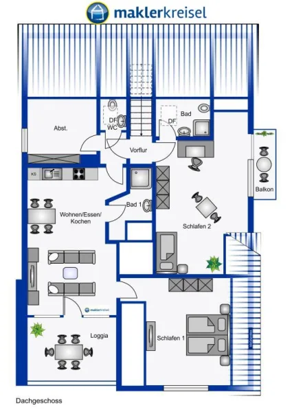 Dachgeschoss - Wohnung kaufen in Esens OT Holtgast  - TOP-Preis! Dachgeschoss-Wohnung mit Loggia und Balkon in Küstennähe!