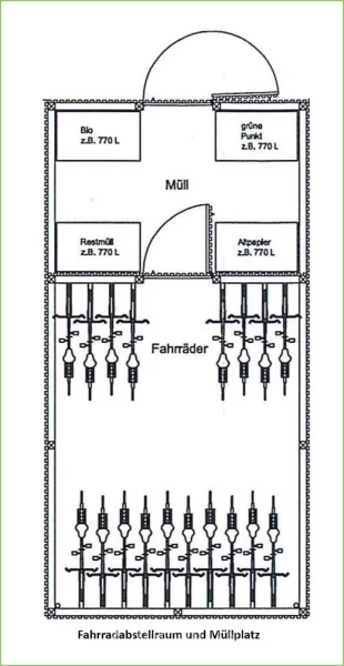 Fahrradabstellraum und Müllplatz