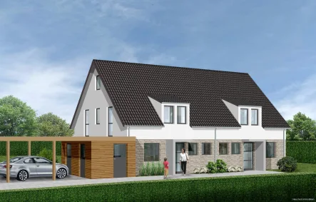 Außenansicht Projektiert - Haus mieten in Gifhorn - Moderne Doppelhaushälfte in Gifhorn - Gamsen