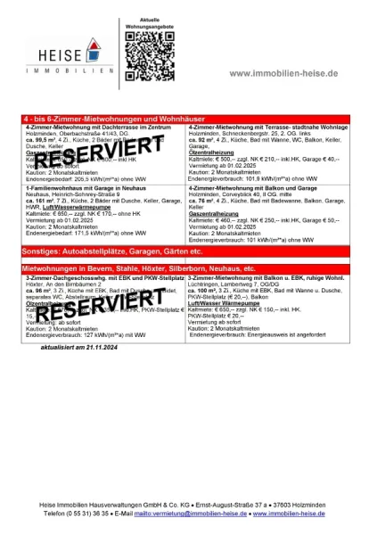 Heise Immobilien - Mietübersicht vom 21.11.2024