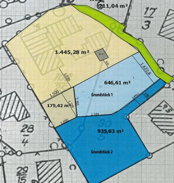 Mögliche Grundstücksaufteilung