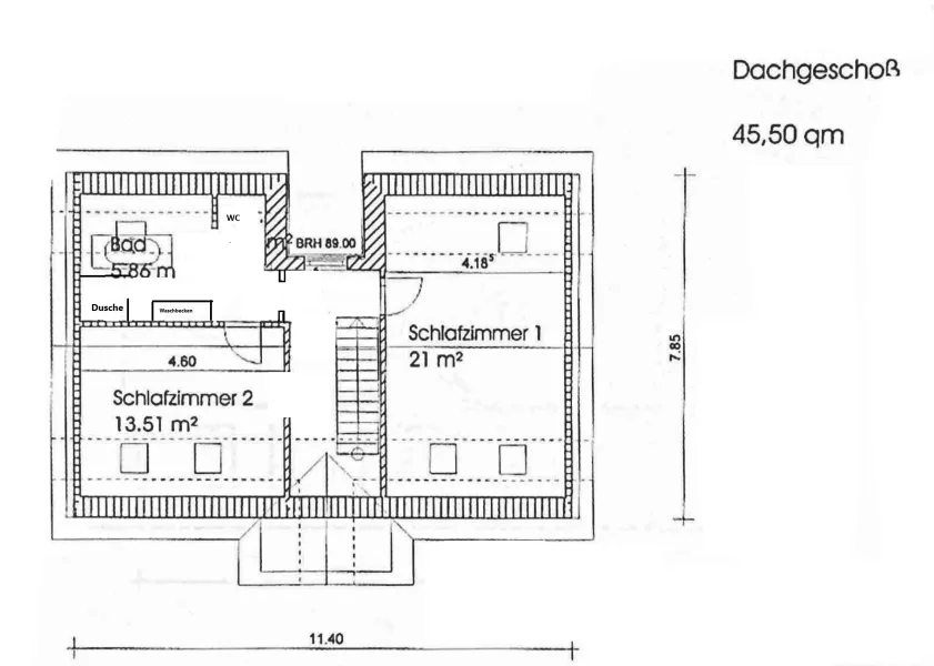 Grundriss Dachgeschoß.