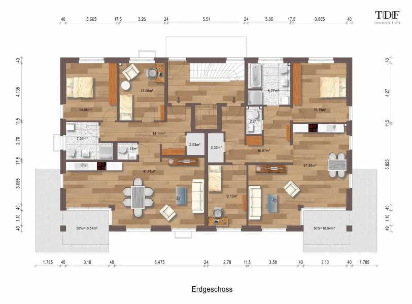 Grundriss Erdgeschoss Whg 1 und 2