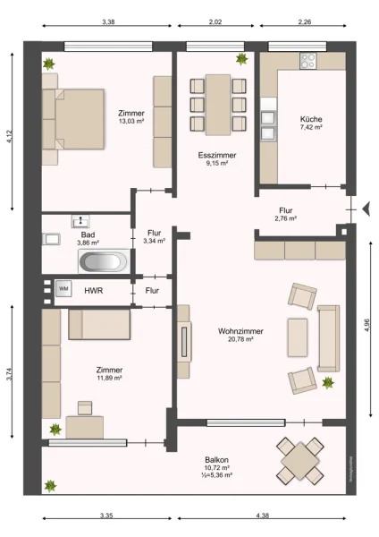 Grundriss Wohnung ohne Gewähr