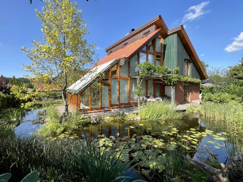 Südblick  - Haus kaufen in Harsefeld - Das besondere Architektenhaus mit traumhafter Gartenanlagein ruhiger Lage***360 Grad Rundgang***