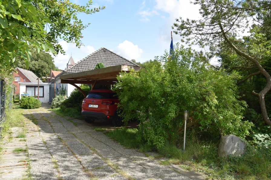 Auffahrt mit Doppelcarport