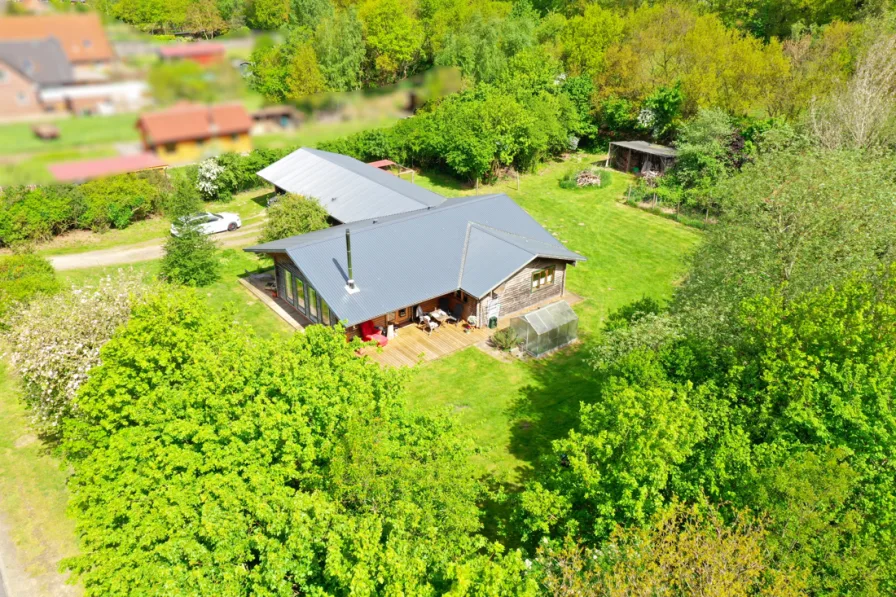 Wohnhaus - Haus kaufen in Sankt Michaelisdonn - Holzhaus in Bungalowform mit einem ca. 3200 m² großen Grundstück