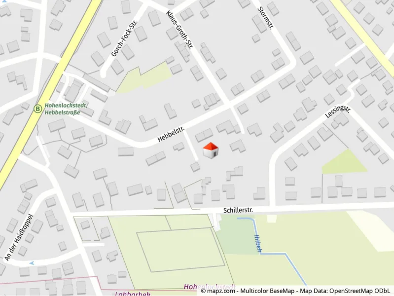 Kartenausschnitt - Grundstück kaufen in Hohenlockstedt - Baugrundstück in zweiter Reihe / 558 m²