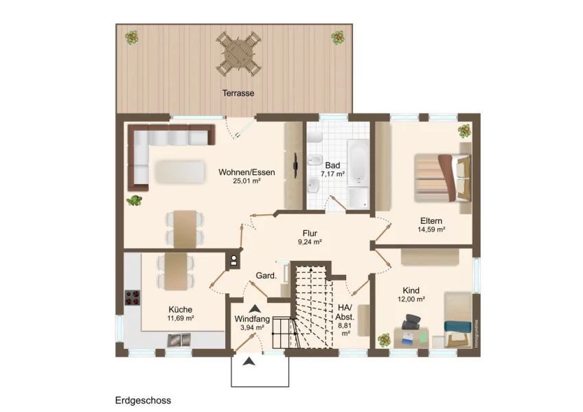 Zwei.F. - Erdgeschoss Whg. im Zweifamilienhaus 